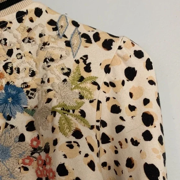 Johnny Was Floral Embroidered Cream Bomber Jacket - Picture 11 of 13